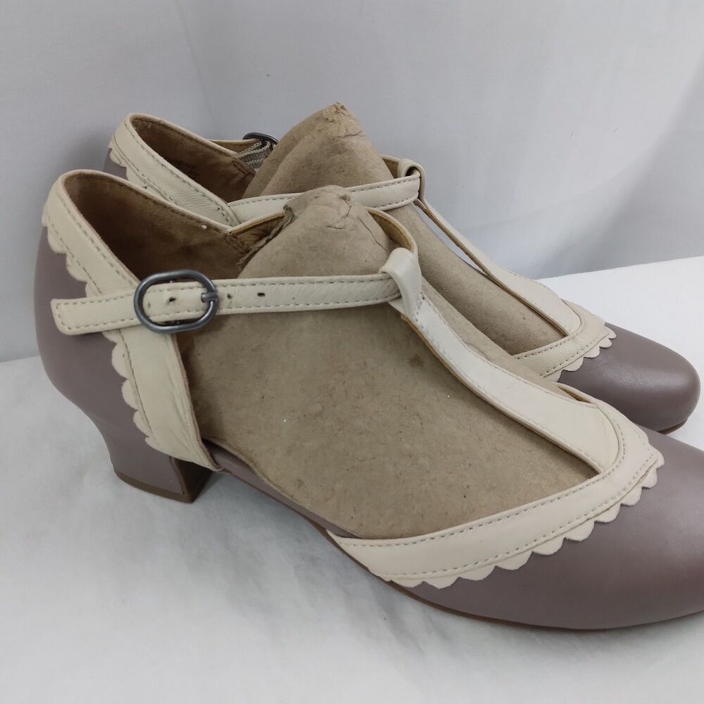 Hotter Women's 'Vivienne' Taupe T-Strap with French Heel Shoes Size UK 4 US 6 - Picture 2 of 13